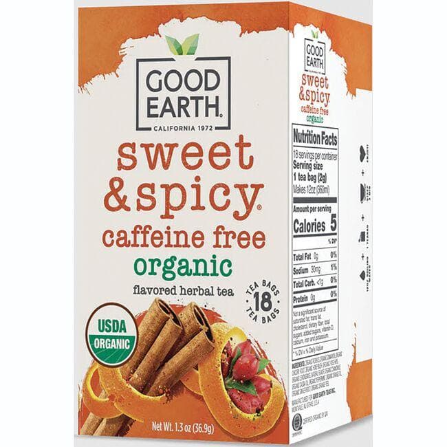 Good Earth Sweet & Spicy Flavored Herbal Tea - Caffeine Free, Organic | 18 Bags