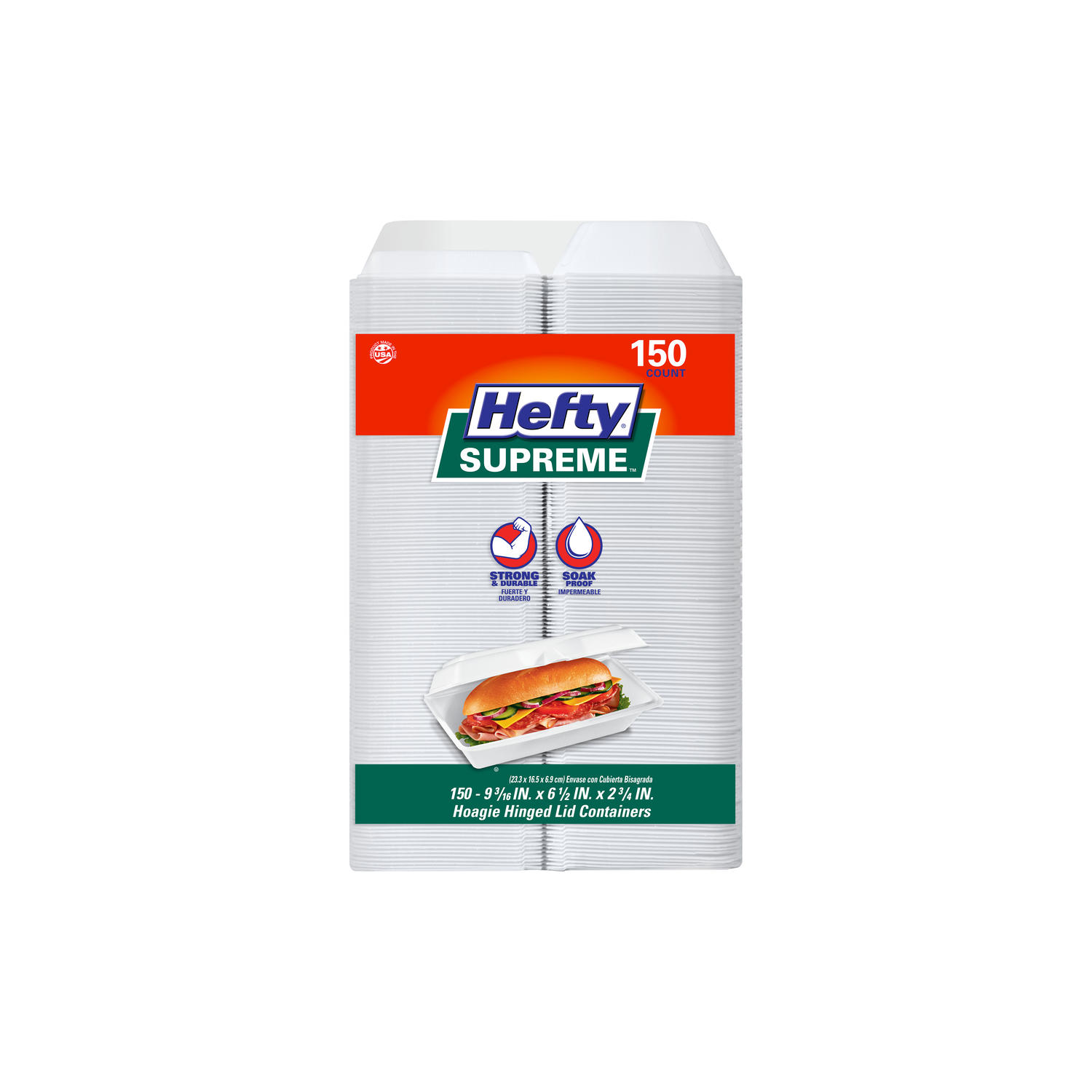 Hefty Hoagie Hinged Lid Containers (150 ct.)