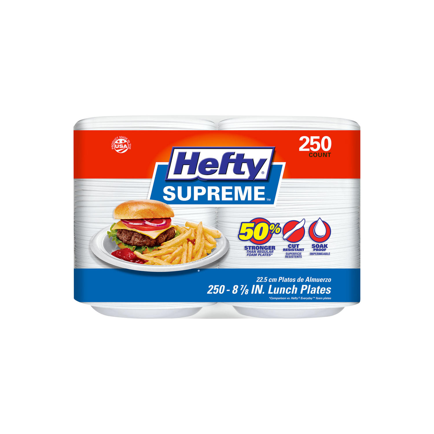 Hefty Supreme Foam Disposable Lunch Plates, 8 7/8' (250 ct.)