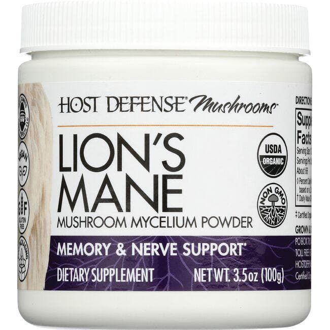Host Defense Mushrooms Lion's Mane Mushroom Mycelium Powder | 1.5 G 3.5 oz Powder