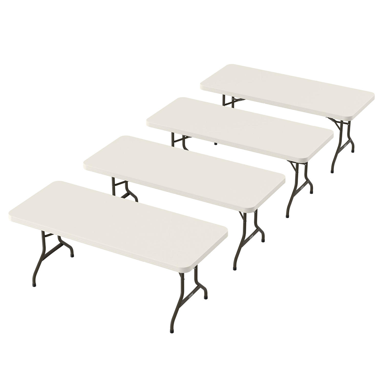 Lifetime 6' Commercial Stacking Grade Folding Table, 4 Pack, Almond:- Almond
