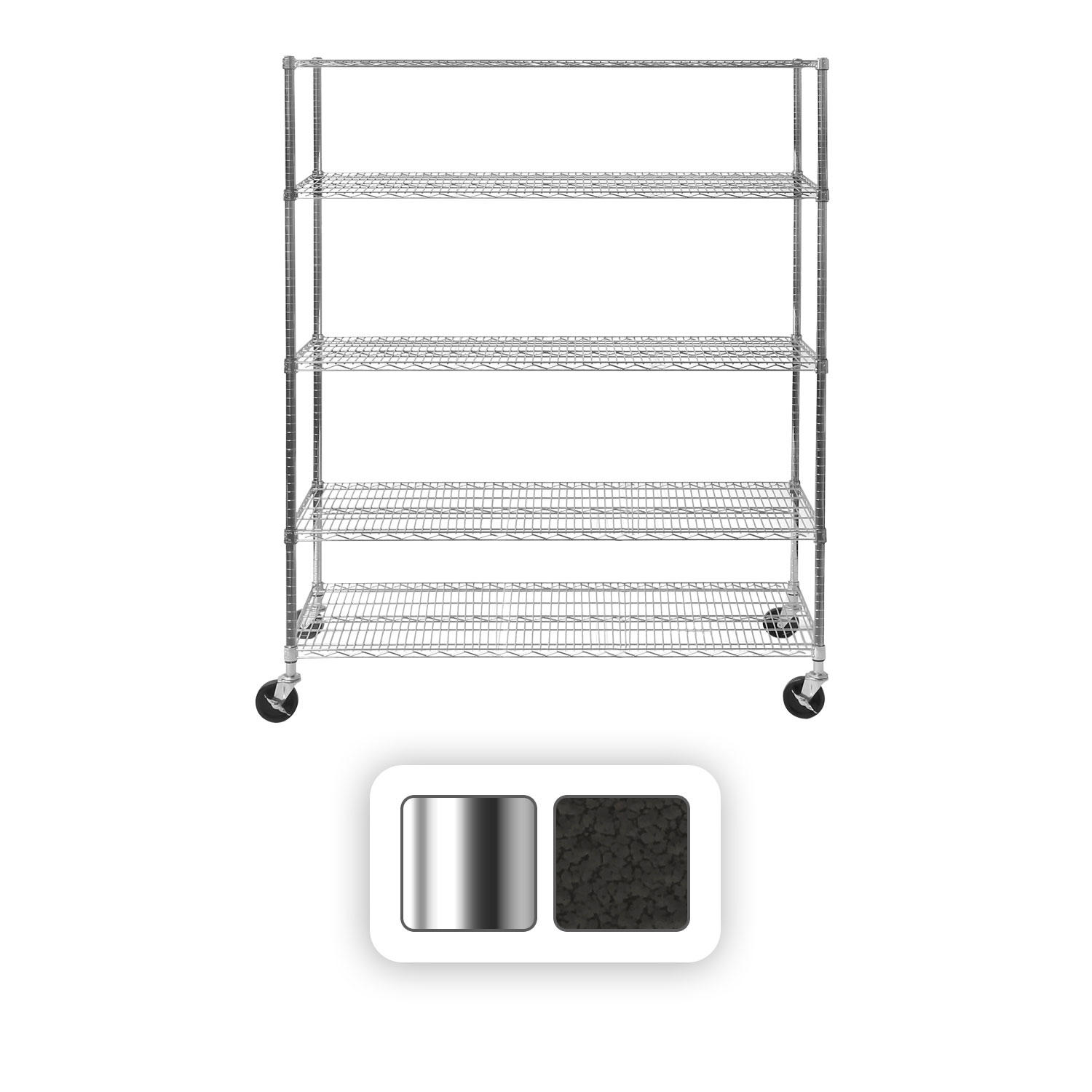 Seville Classics 5-Tier Large Chrome Shelving Unit - 60' x 24' x 72' - Plated:- Plated