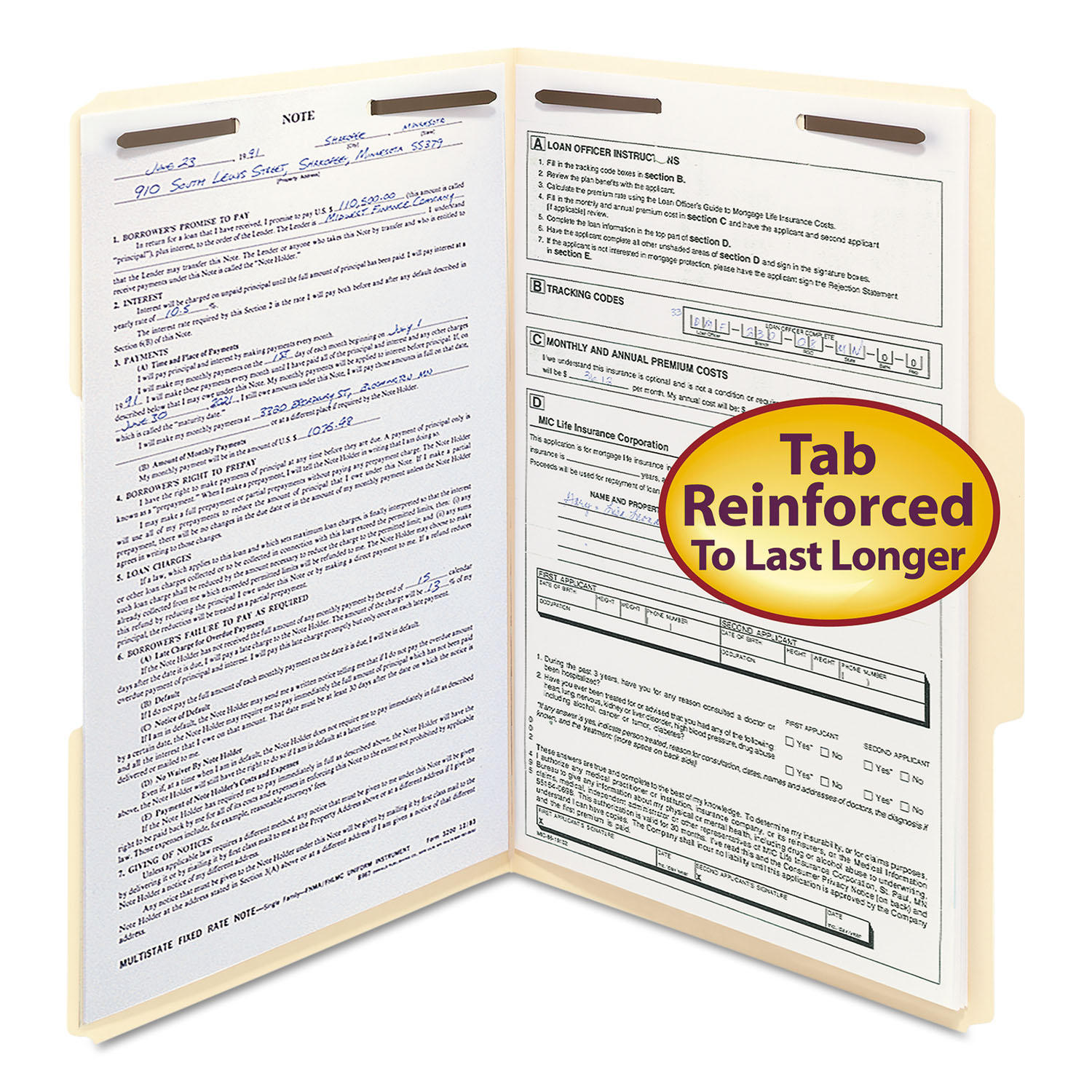 Smead 1/3 Tab Fastener File Folders, Manila (Legal)