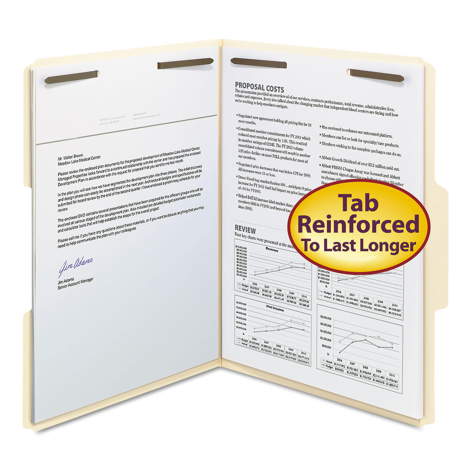 Smead 1/3 Tab Fastener File Folders, Manila (Letter)