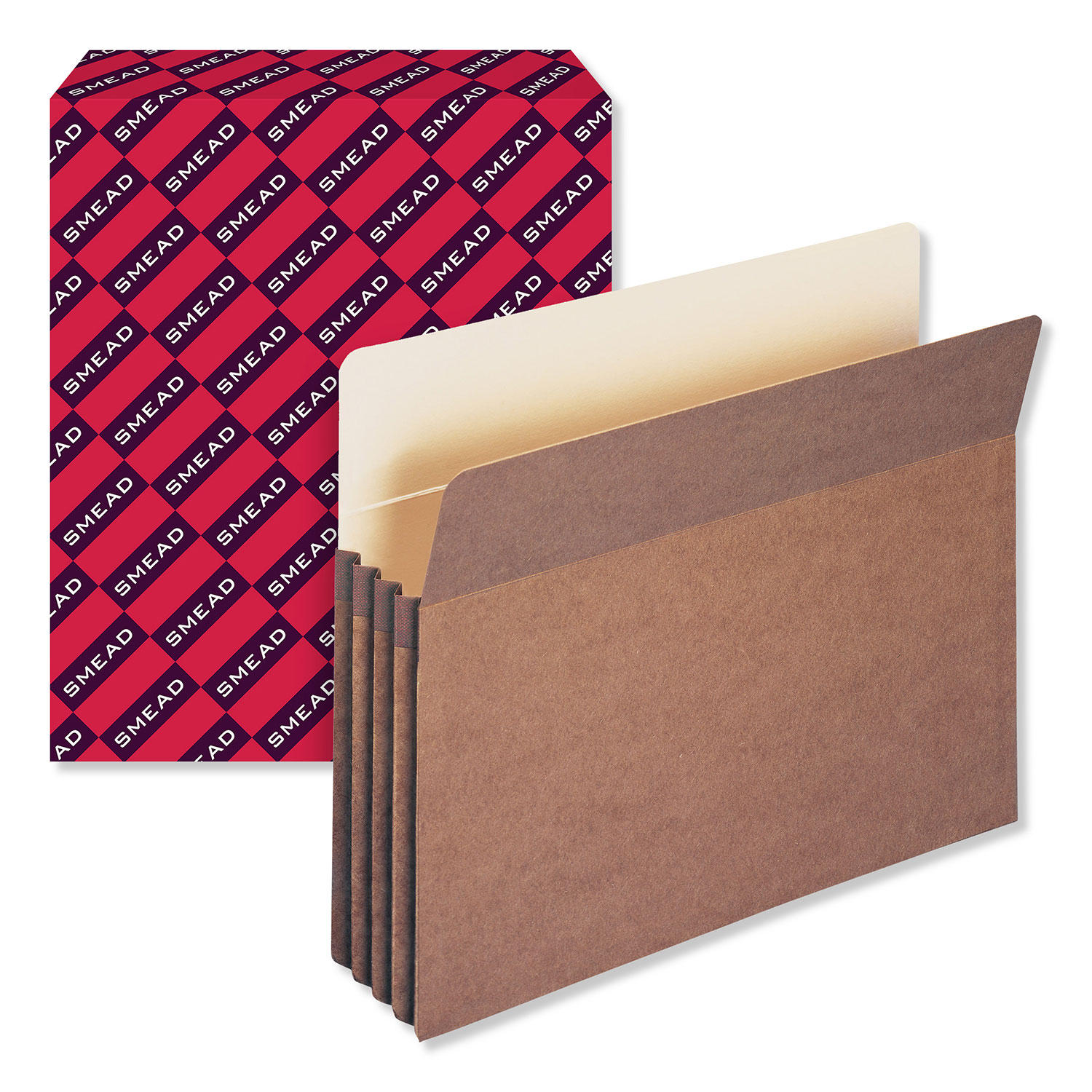 Smead 3 1/2" Straight Tab Accordion Expansion File Pocket, Redrope (Letter)