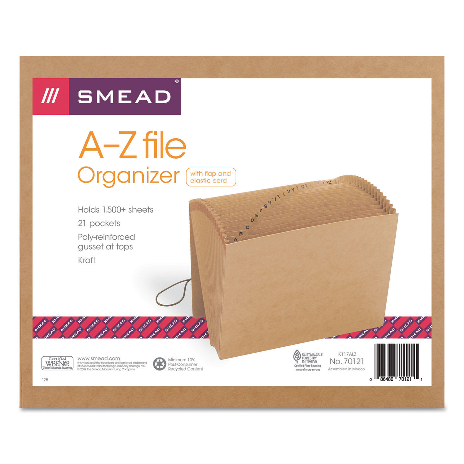 Smead Alphabetical Accordion Expanding File Folder, Kraft (Letter)