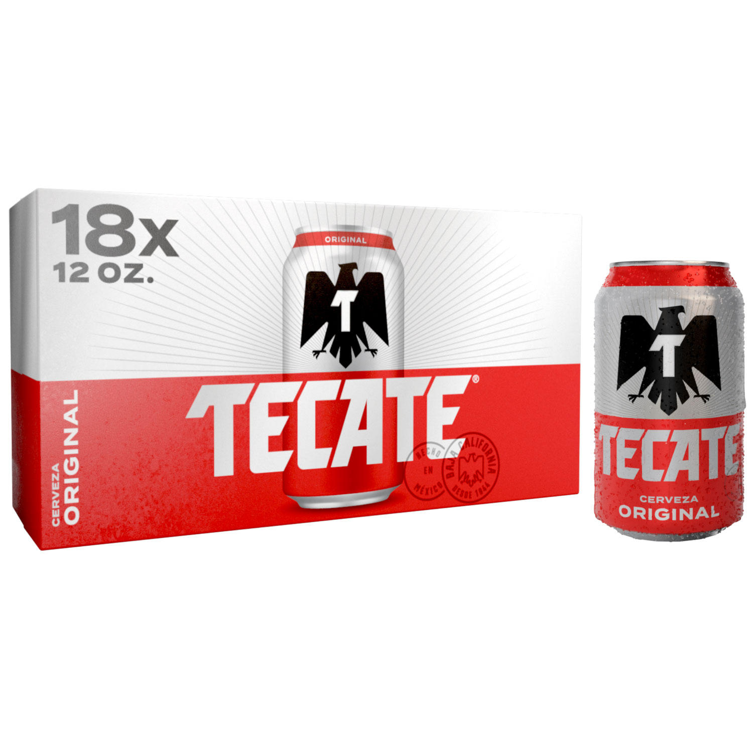 Tecate Original Mexican Lager Beer, 12 fl. oz. can, 18 pk.