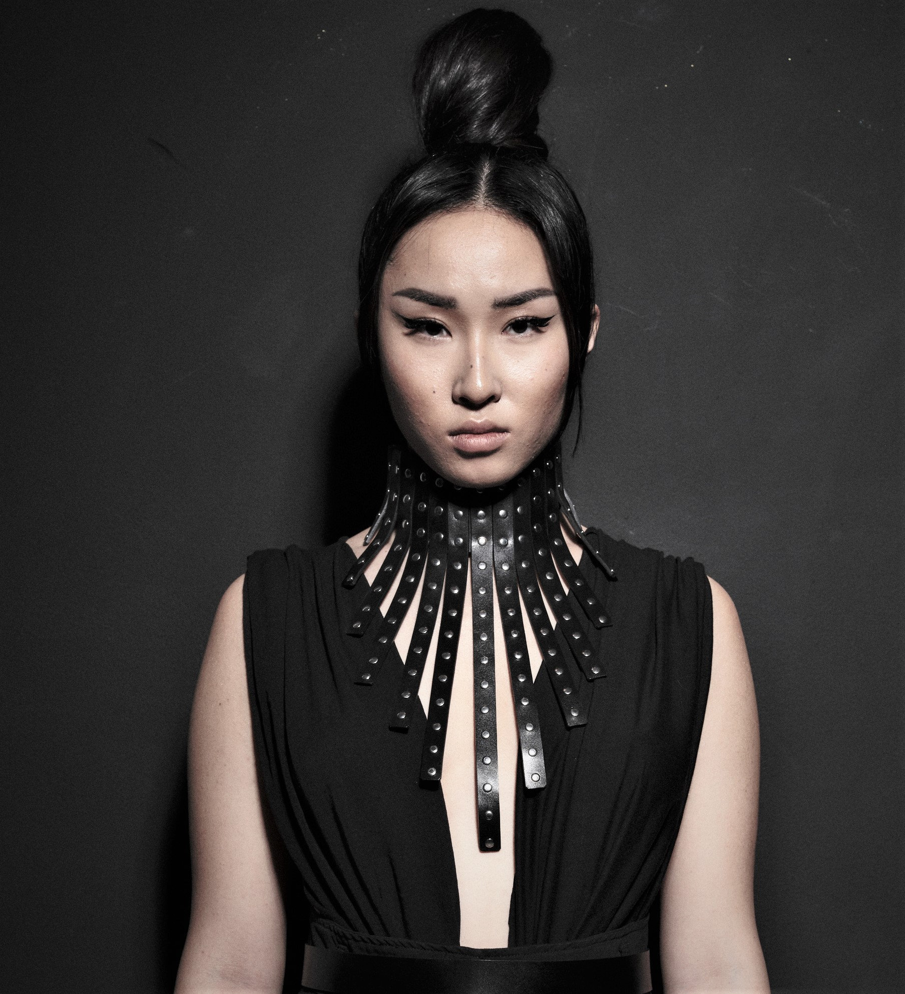 Unique Leather Necklace, Avant-Garde Black Collar Collar, Darkwear Accessories, Haya