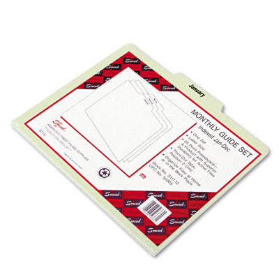 50365 Recycled Top Tab File Guides Monthly 1/3 Tab Pressboard Letter 12/Set