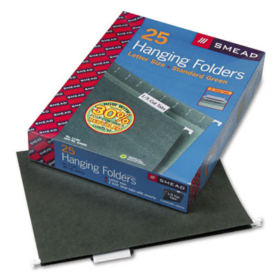64055 Hanging Folders 1/5 Tab 11 Point Stock Letter Green 25/Box