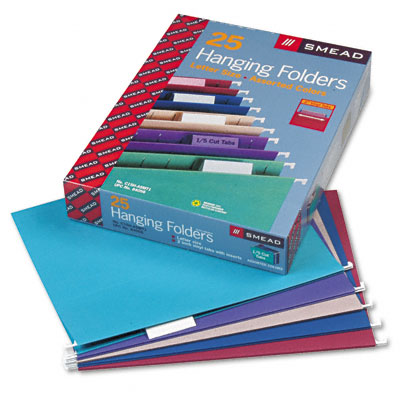 64056 Designer Assortment Hanging Folders 1/5 Tab 11 Point Stock Letter 25 per Box