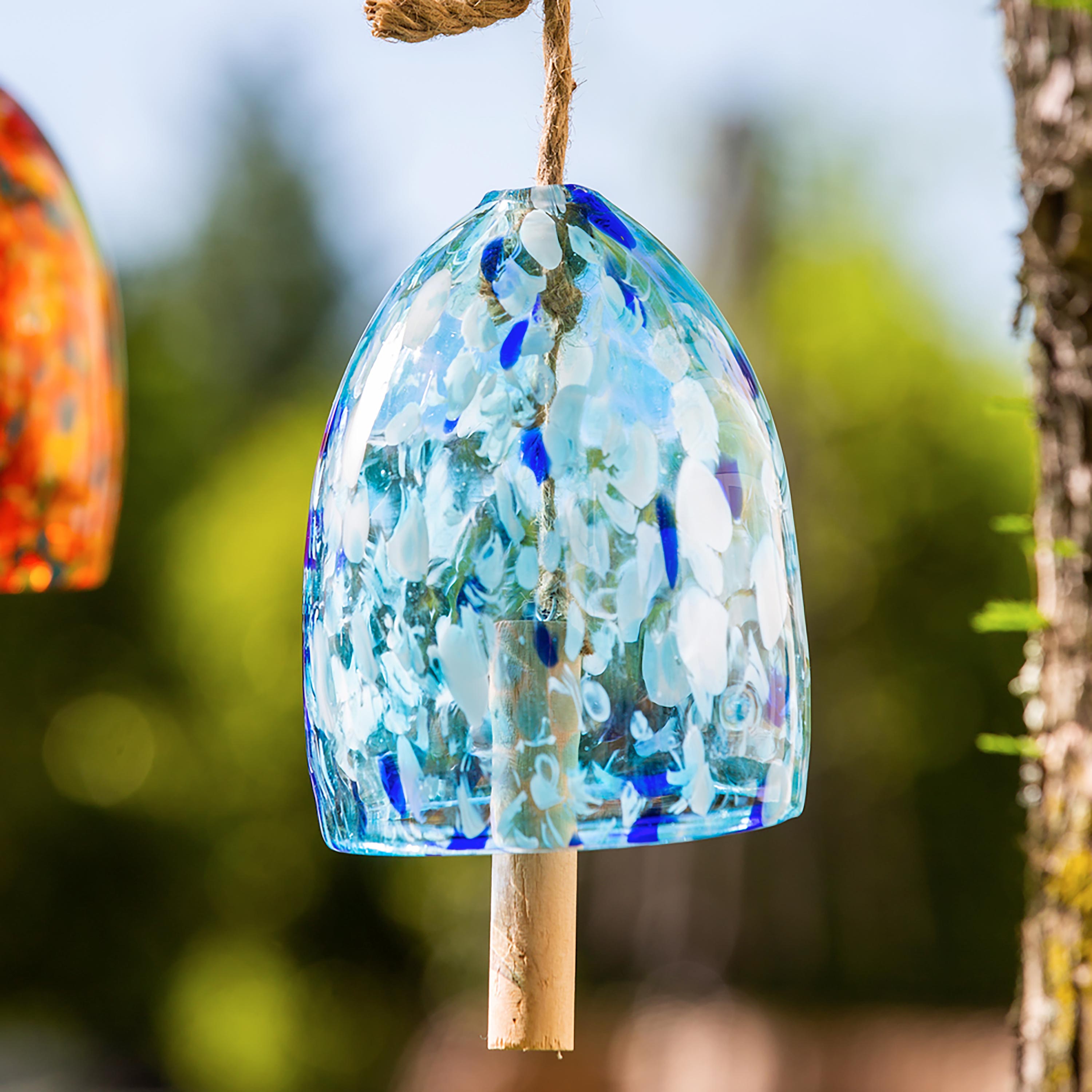 Art Glass Speckle Light Blue Bell Chime