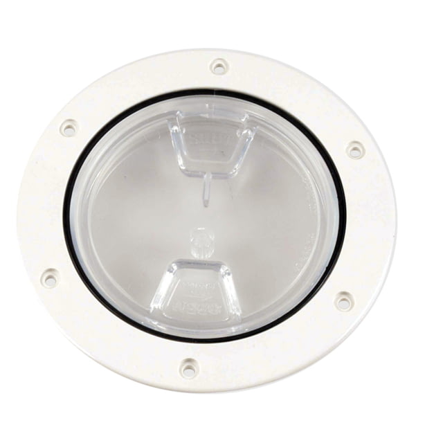 Beckson Marine 4" Clear Center Screw-Out Deck Plate - White
