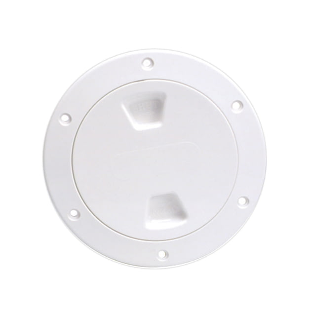 Beckson Marine 4" Smooth Center Screw-Out Deck Plate - White