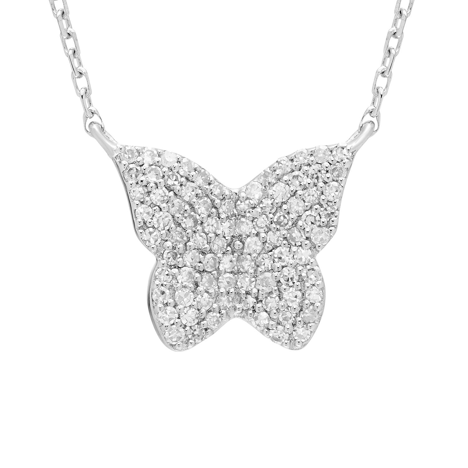 Diamond Butterfly Pendant in Sterling Silver