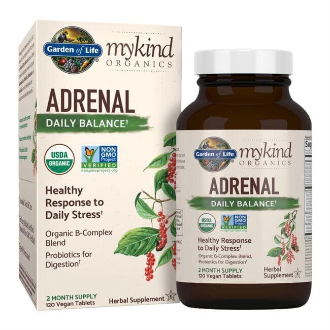 Garden of Life mykind Organics Adrenal Daily Balance Supplement Vitamin | 120 Vegan Tabs