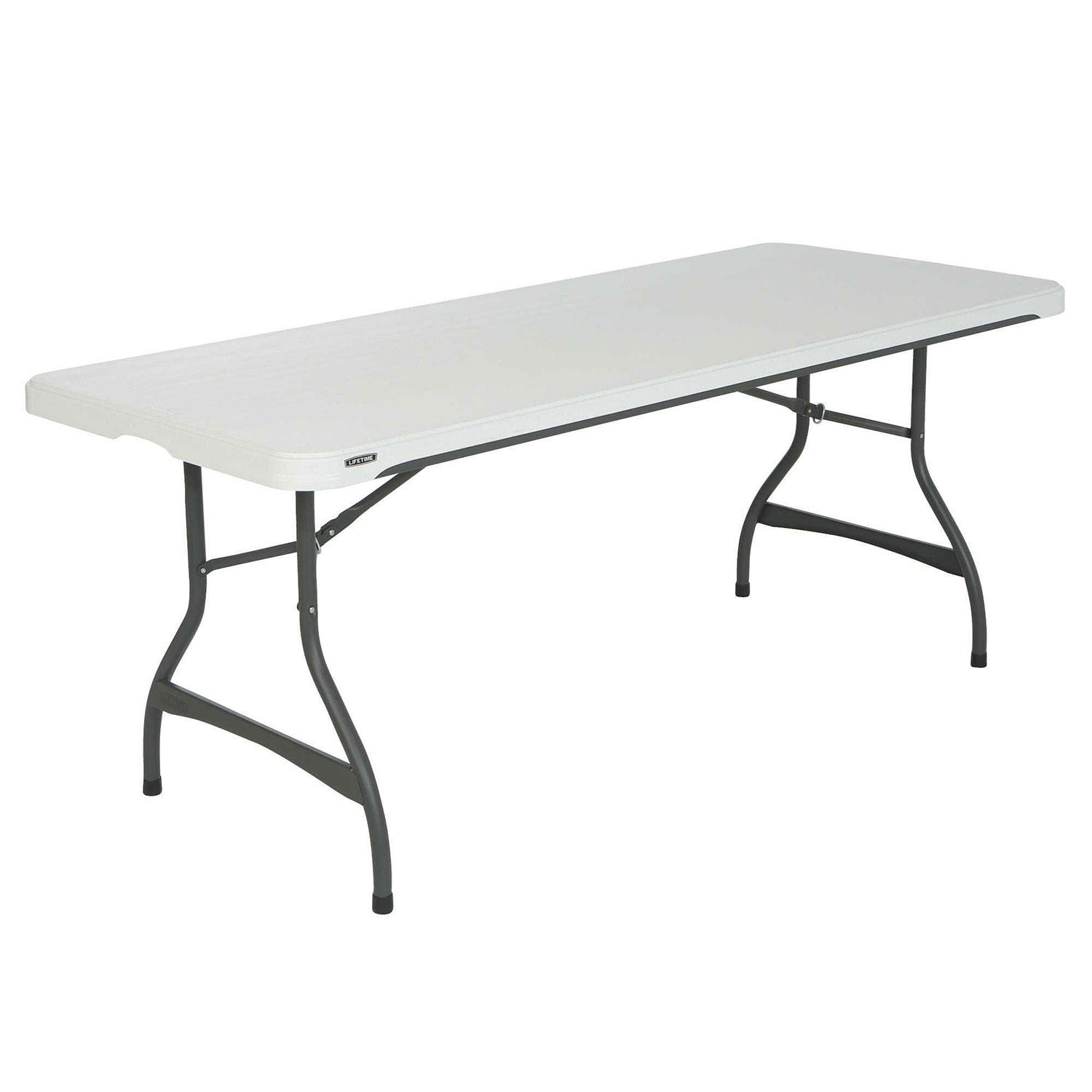 Lifetime 6' Commercial Stacking Folding Table, White Granite:- White Granite