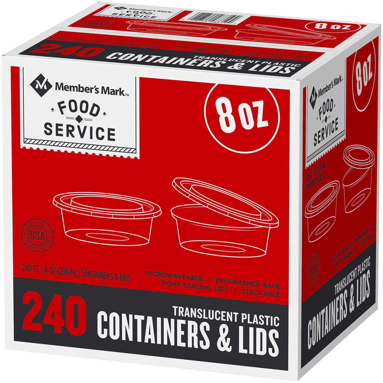 Member's Mark Plastic Deli Containers w/ Lids (8 oz., 240 ct.)