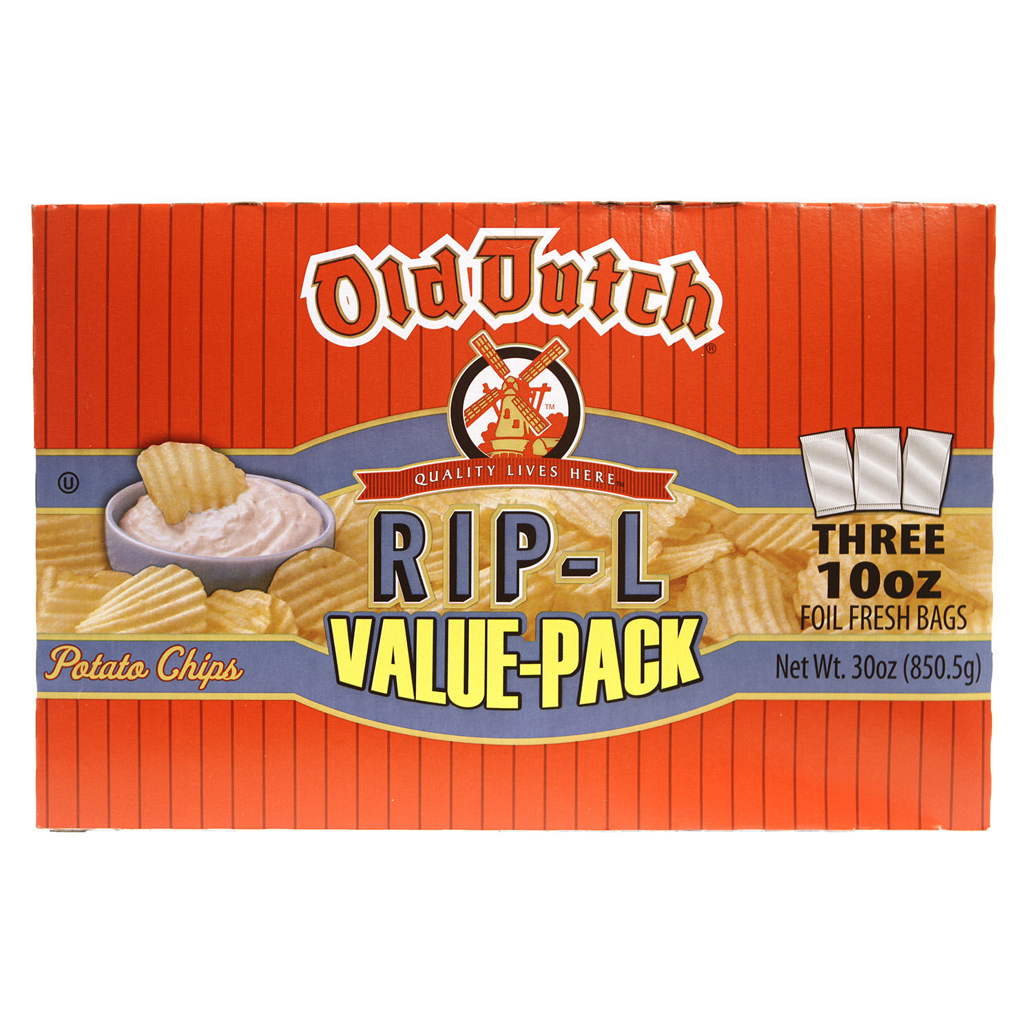 Old Dutch Rip-L Potato Chips, 10 oz., 3 pk.