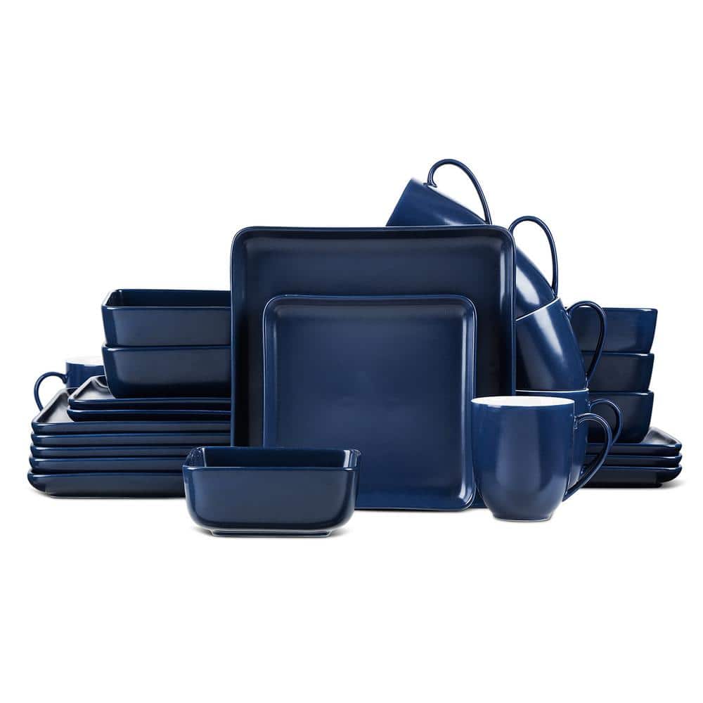 Amy 24-Piece Dinnerware Set Porcelain, Service For 6, Navy Blue
