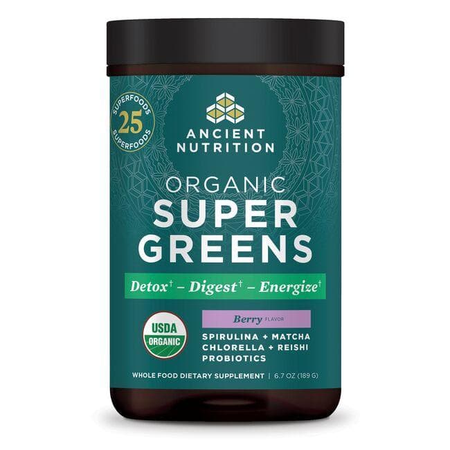 Ancient Nutrition Organic Super Greens - Berry Supplement Vitamin | 6.7 oz Powder