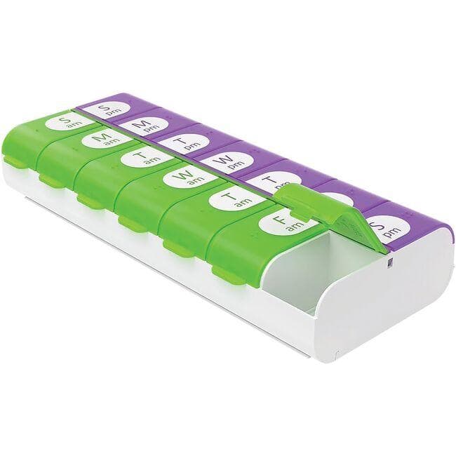 Apothecary Products Ezy Dose Pill Planner Weekly Am/Pm Easy Fill Green and Purple | 1 Unit