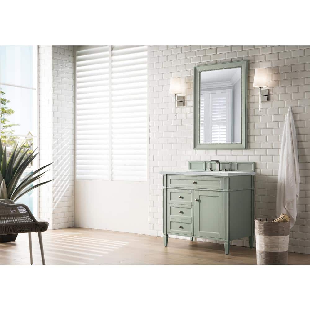 Brittany 36.0 in. W x 23.5 in. D x 34 in. H Bathroom Vanity in Sage Green with Ethereal Noctis Quartz Top