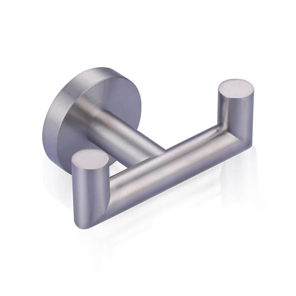Brushed Nickel J-Hook Double Robe/Towel Hook in Stainless Steel