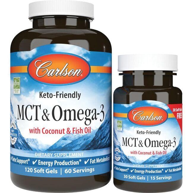 Carlson Keto-Friendly Mct & Omega-3 Supplement Vitamin | 120+30 Free Soft Gels