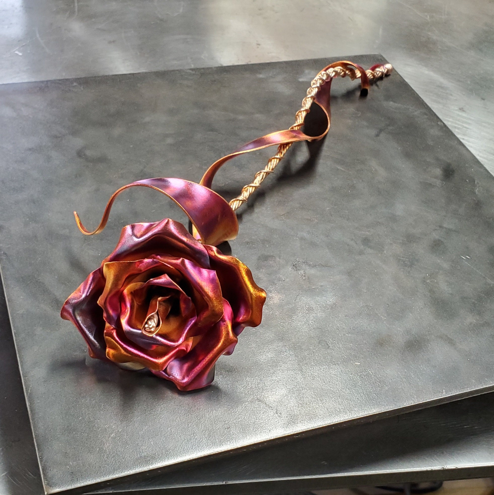 Copper Memorial Rose #1838 Artisanal Bespoke Valentine's Day Mother's Mantle Christmas Anniversary Wedding Housewarming Steampunk Gift