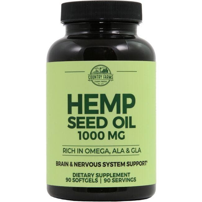 Country Farms Hemp Seed Oil Supplement Vitamin | 1000 mg | 90 Soft Gels