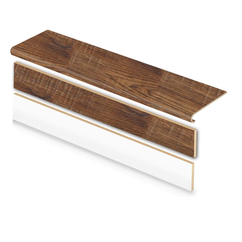 Distressed Brown Hickory 47in.Lx12.15in.Wx1.69in.T Laminate Stair Tread and Reversible Riser Kit