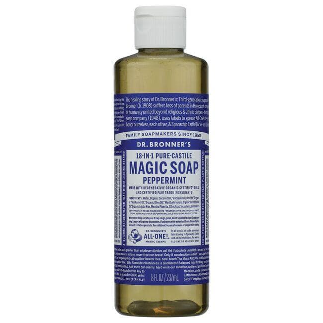 Dr. Bronner's 18-in-1 Pure-Castile Magic Soap - Peppermint | 8 fl oz Liquid