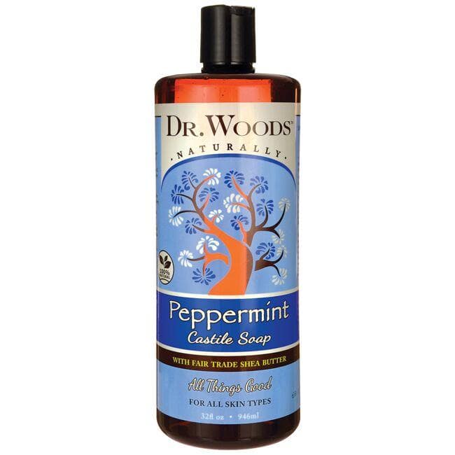 Dr. Woods Peppermint Castile Soap with Fair Trade Shea Butter | 32 fl oz Liquid