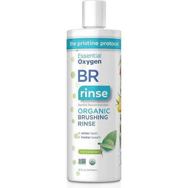 Essential Oxygen Br Rinse Organic Brushing - Peppermint | 16 fl oz Liquid
