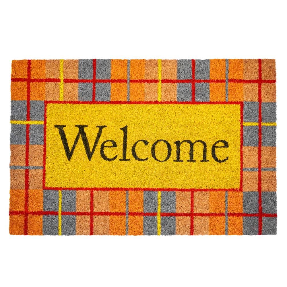 Fall Plaid, 17 in. x 29 in. Coir & Vinyl Door Mat