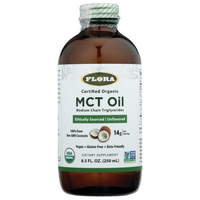 Flora Certified Organic Mct Oil - Unflavored Supplement Vitamin | 14 G 8.5 fl oz Liquid