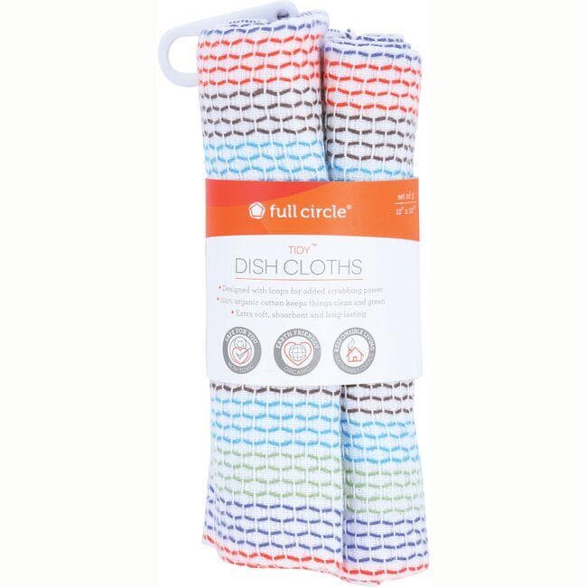 Full Circle Home Tidy Dish Cloths 100% Organic Cotton | 3 Packs