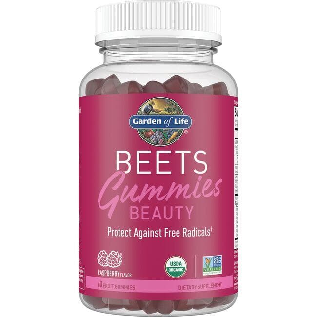 Garden of Life Beets Beauty Gummies - Raspberry Supplement Vitamin | 60 Gummies