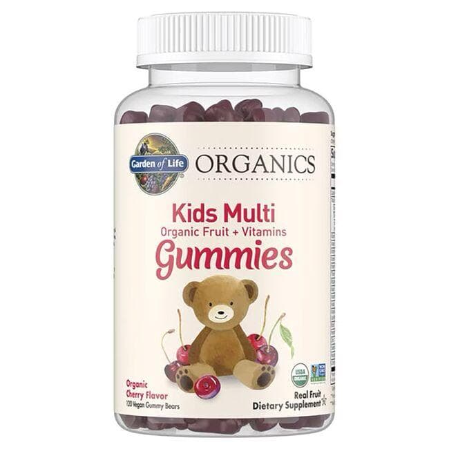 Garden of Life Kids Multi Organic Fruit + Vitamins Gummies - Cherry | 120 Vegan Gummies | Children's Multivitamins