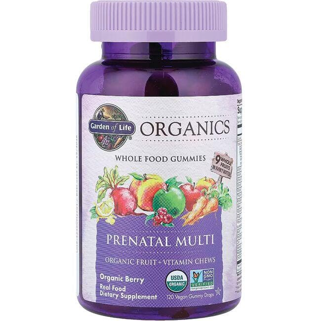 Garden of Life Organics Prenatal Multi Gummies - Organic Berry Vitamin | 120 Vegan Gummies