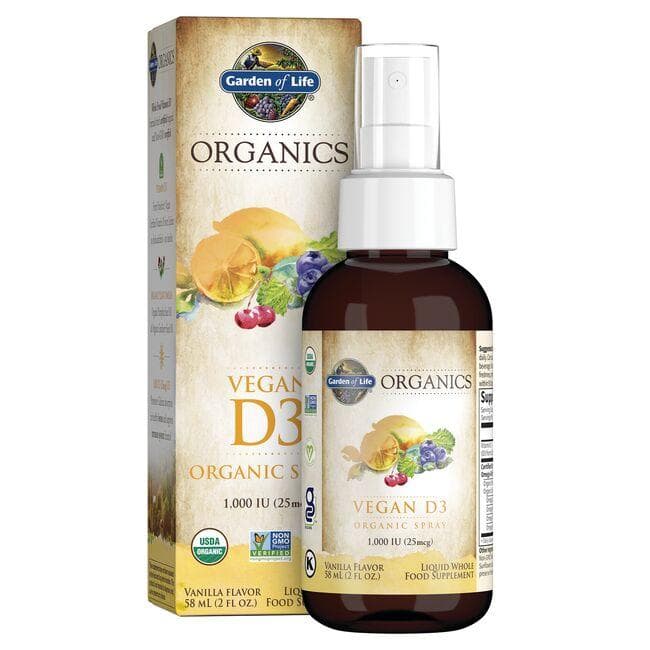 Garden of Life Organics Vegan D3 Organic Spray - Vanilla Vitamin | 1000 Iu 2 fl oz Spray