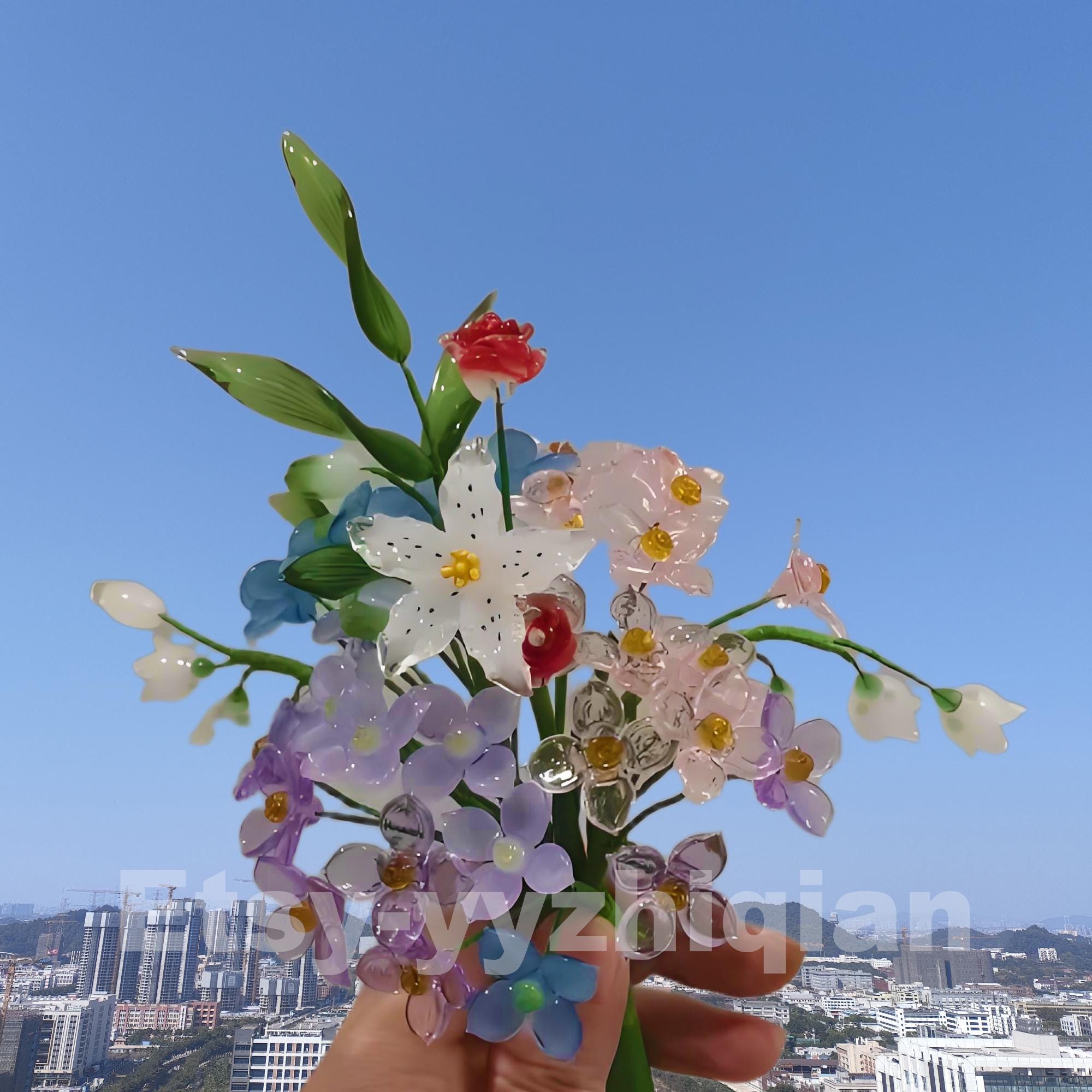 Glass Flower Bouquets, Blown Flowers, Gifts For Mom, Metal & Flowers, Birthday Gifts, Handmade