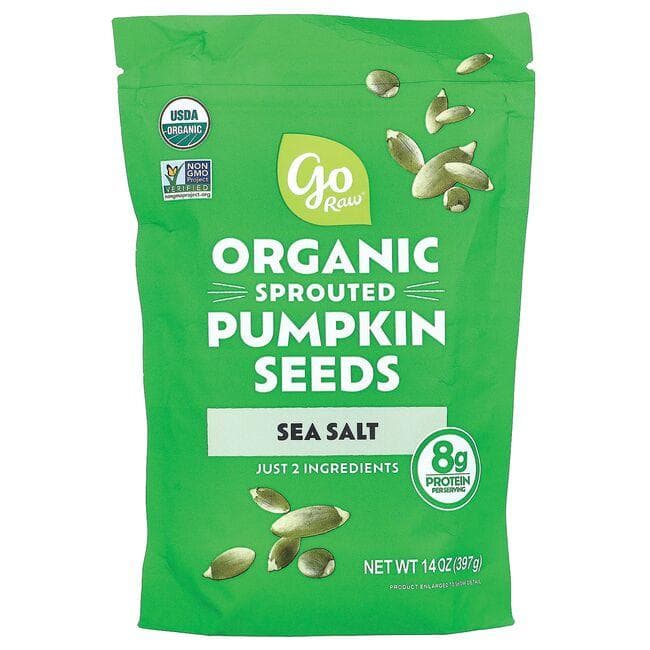 Go Raw Sprouted Organic Pumpkin Seeds with Sea Salt | 14 oz Bags