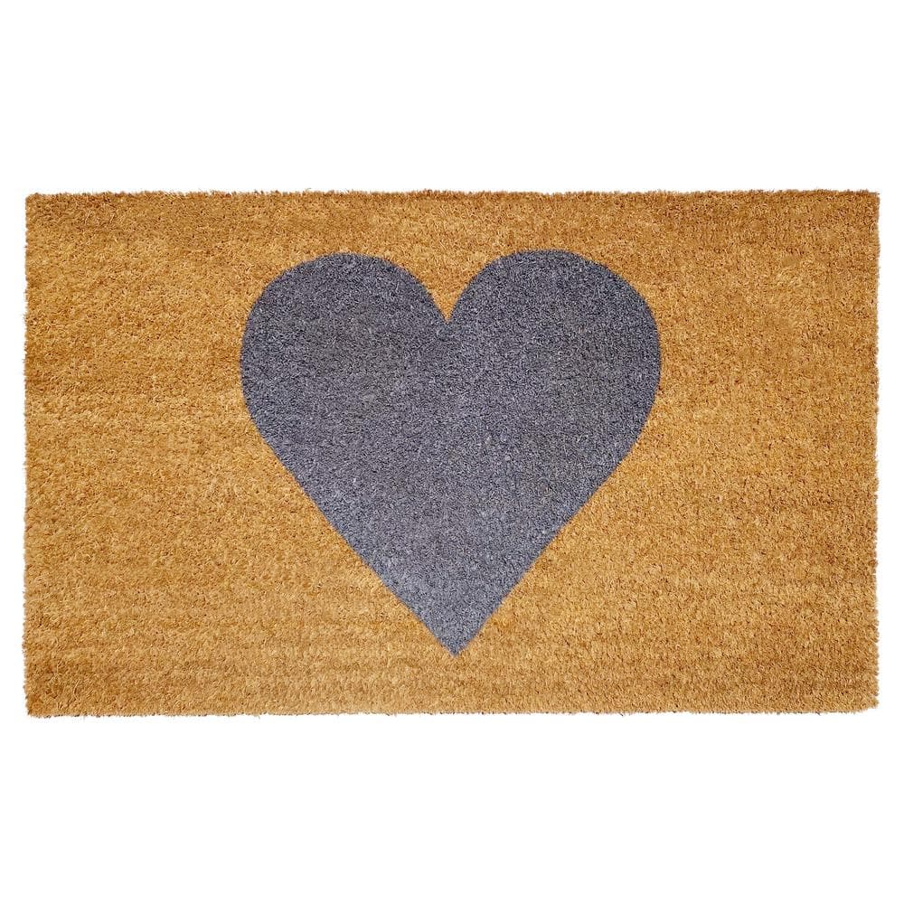 Gray Heart Doormat, 24" x 48"