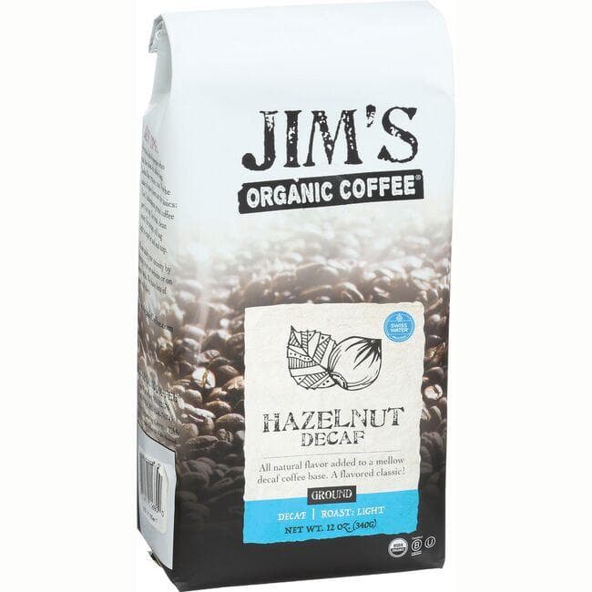 Jim's Organic Coffee Hazelnut Decaf - Ground | 12 oz Package