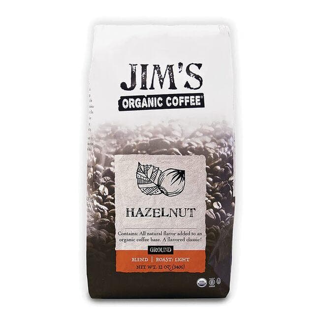Jim's Organic Coffee Hazelnut - Ground | 12 oz Package