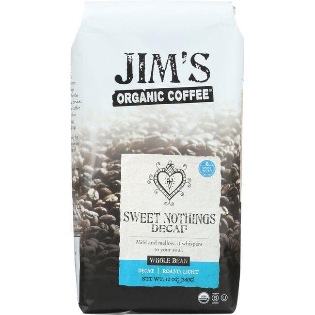 Jim's Organic Coffee Sweet Nothings Decaf - Whole Bean | 12 oz Package