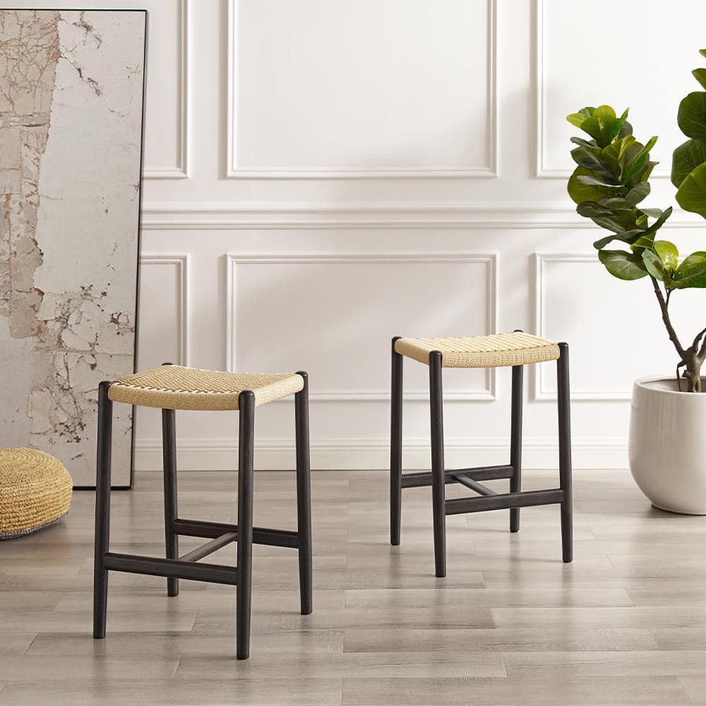 Leif Caviar Counter Height Upholstered Stool (Set of 2)