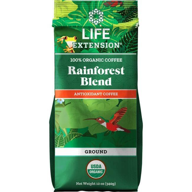 Life Extension 100% Organic Coffee Rainforest Blend - Ground | 12 oz Package